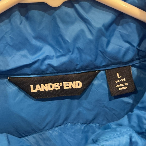 Lands’ End Womens Down Coat Size Large Feather Blue Packable Lightweight Outdoor - Picture 2 of 10